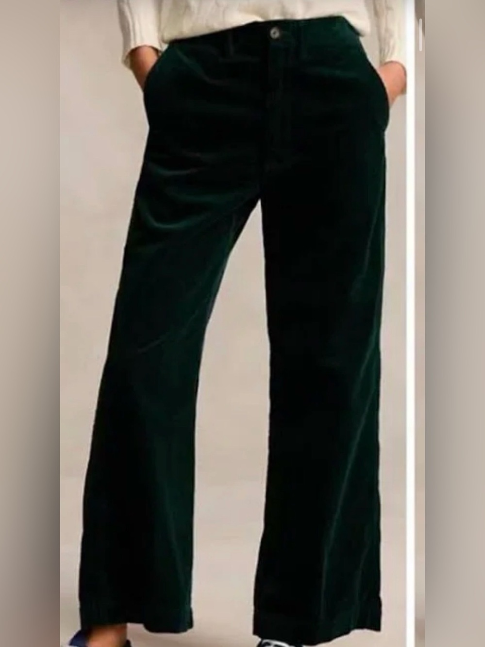 Ralph Lauren Dark Green cropped Corduroy Wide-Leg Pants